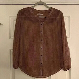 Madewell Broadway and Broome polka dot dusty rose blouse size M
